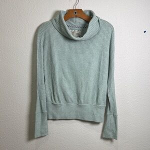 Anthropologie Sage Green Cowl Neck Waffle Sweater